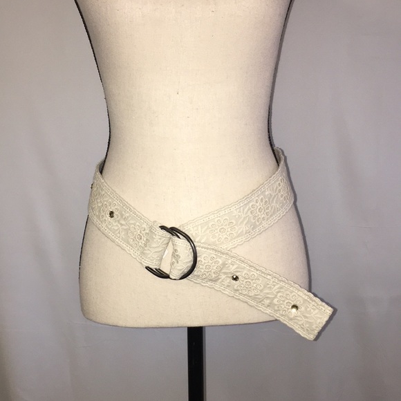 Accessories - Fabric Floral Belt with Rhinestone Embellishments